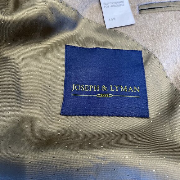 Joseph & Lyman Cashmere Blazer Sport Coat Men 40R Beige Two Button Ventless EUC - Picture 10 of 14